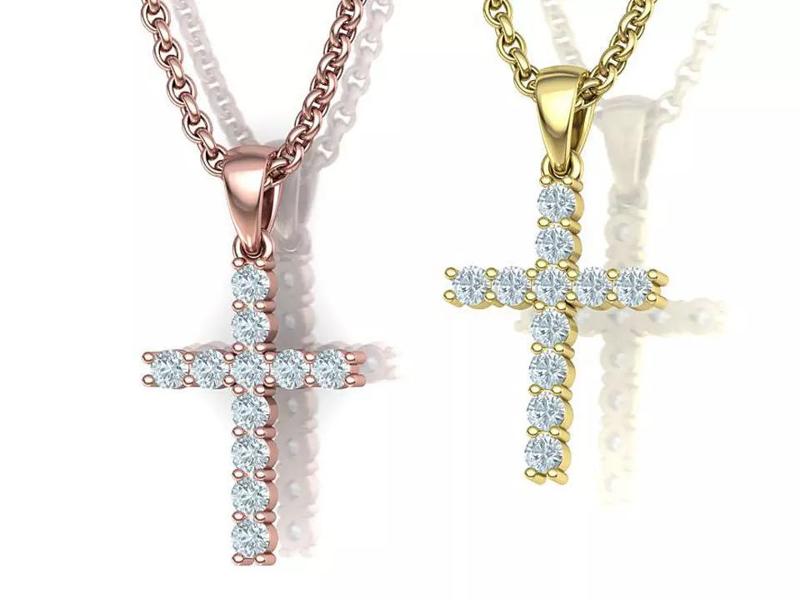 Diamond Cross Necklace printable 3dmodel