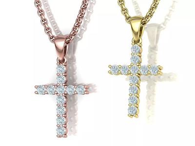 Diamond Cross Necklace printable 3dmodel