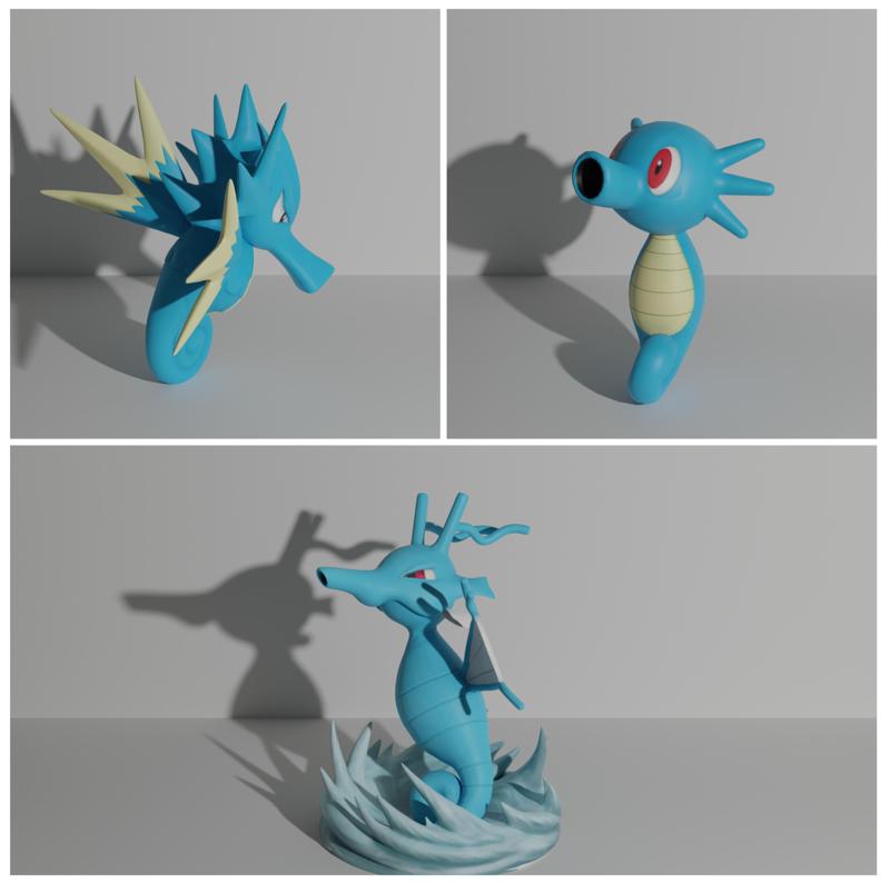 Horsea, Seadra and Kingdra 3D print model