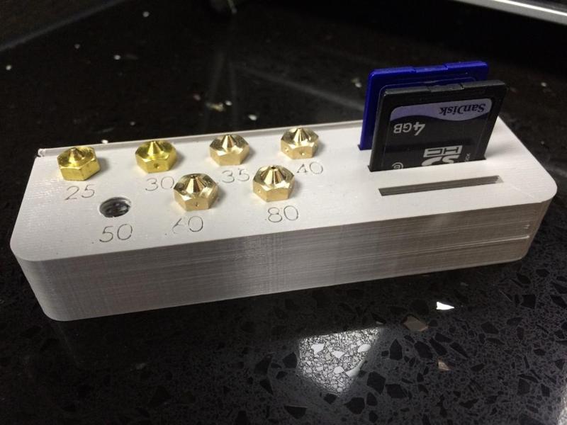 3D Printer Nozzle and SD Card Rack