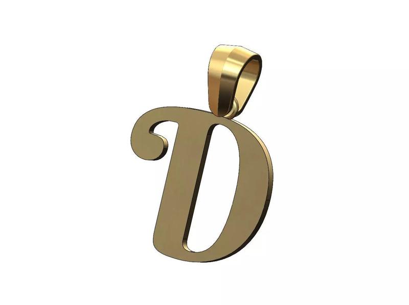 D letter initial berkshire swash font pendant charm bail