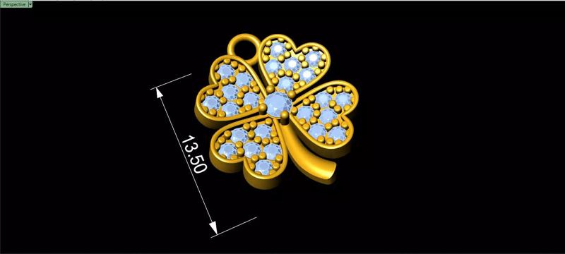 Diamond Clover Lucky pendant