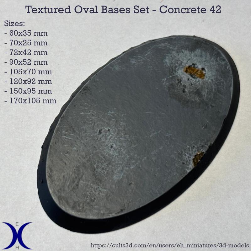 Oval Bases Set – Concrete 42 Texture (60–170MM) | Perfect For Tabletop Wargames & RPG's