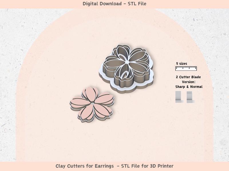 Floral Clay Cutter 20: Polymer Clay Jewelry, Cookie Designs (Digital STL File)