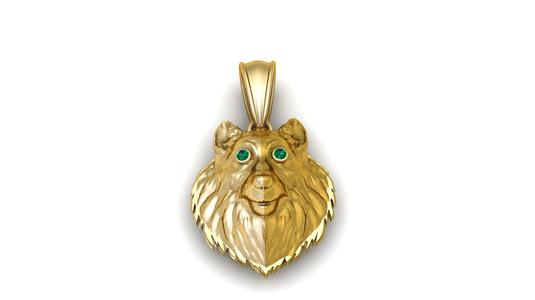 Golden Dog Face Pendant