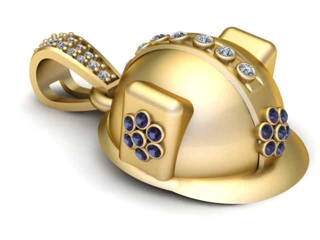 Gold Construction Hard Hat Pendant 3D Printable Model