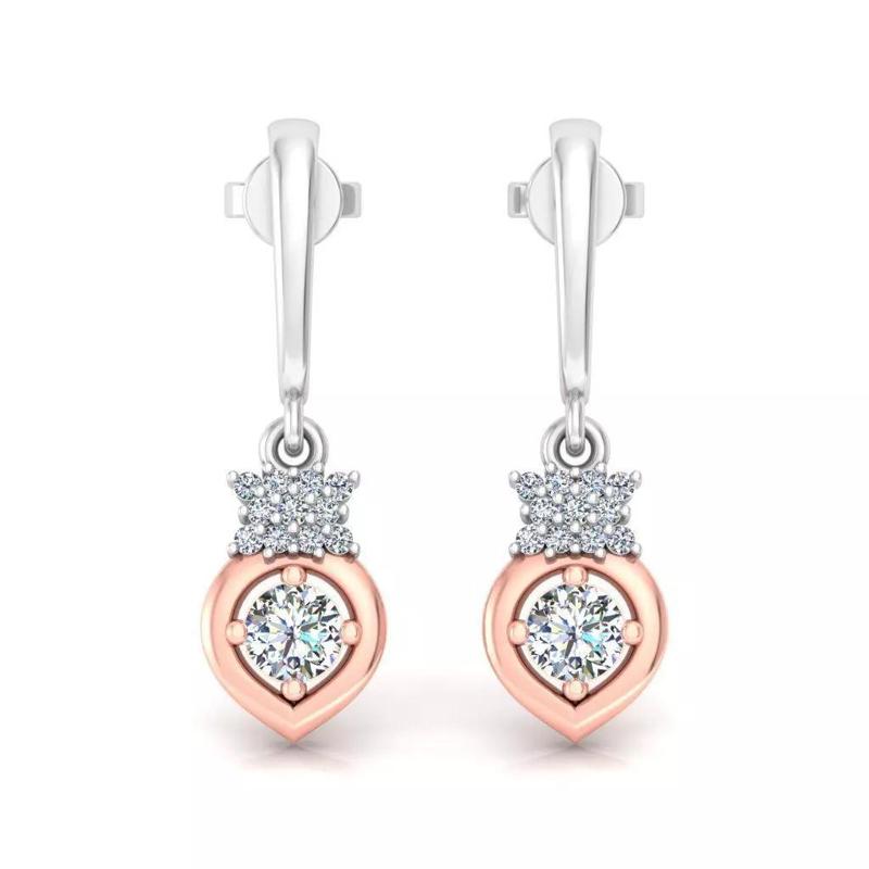 Elegant Two Tone Diamond Drop Earrings