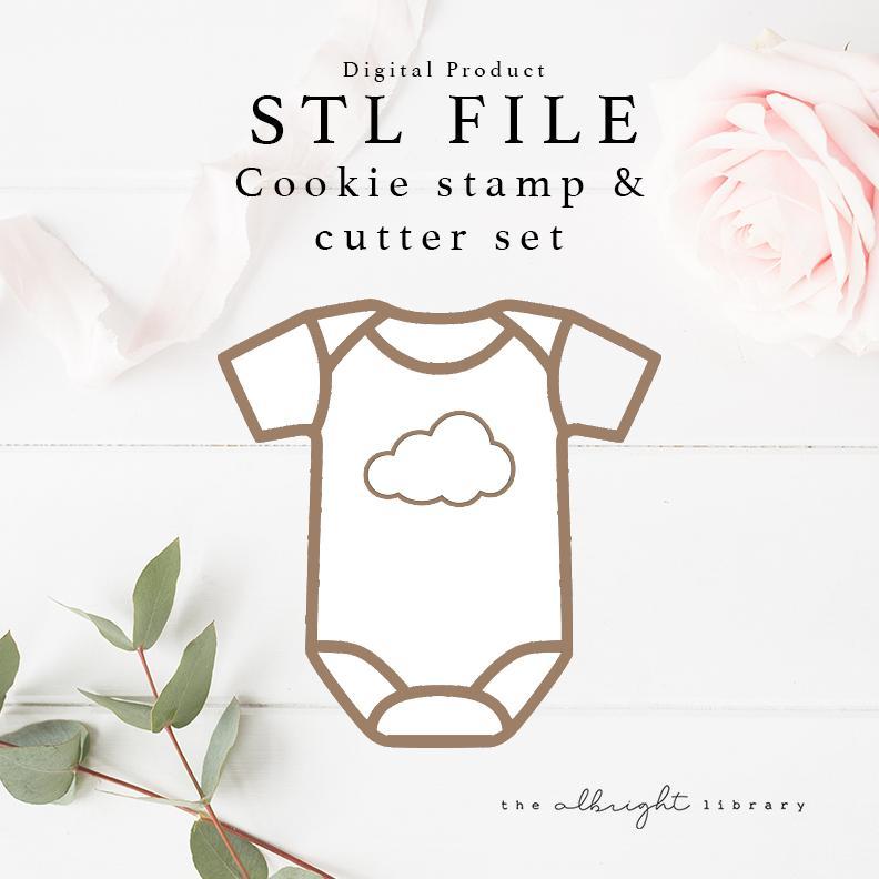 Baby Shower Bodysuit Cloud Onesie Cookie Cutter + Stamp