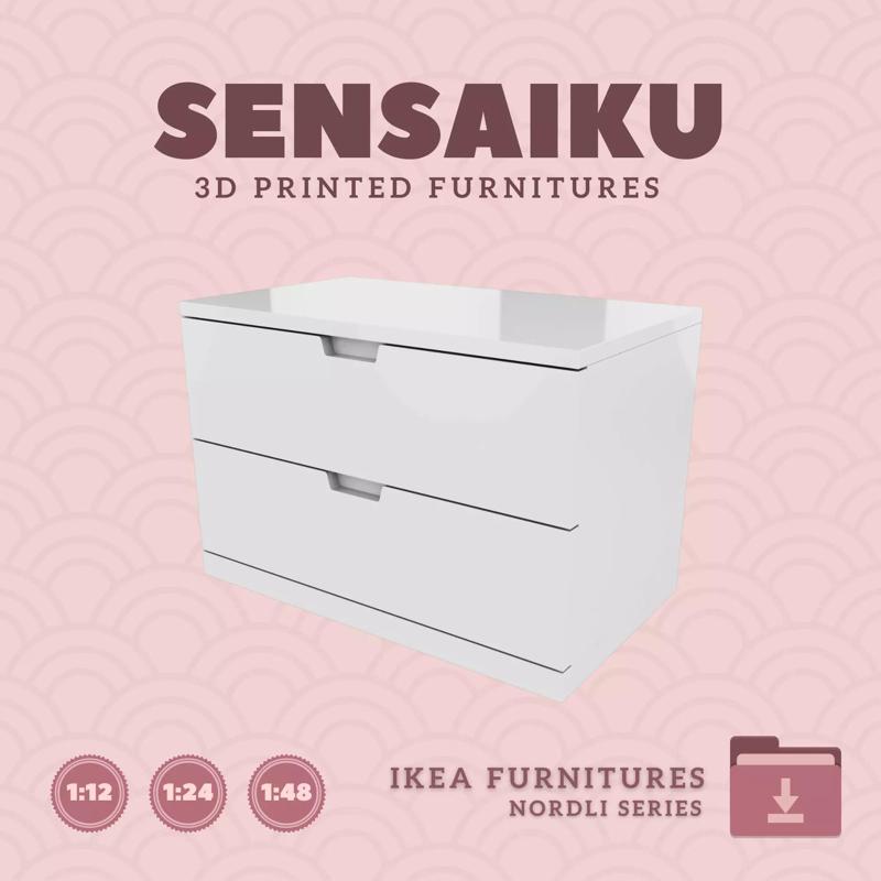 NORDLI 2-Drawer Chest V2 for Mini Dollhouse - IKEA 3D Print