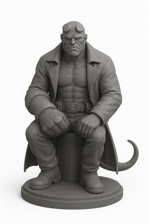 sitting Hellboy
