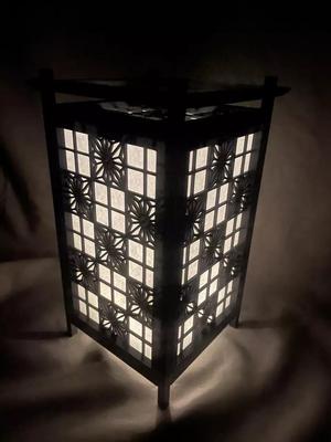 Kumiko Japanese Shoji Lantern - Kaku Asa-no-ha
