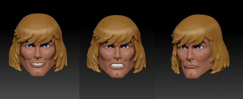 3 HE-MAN Revelation heads models MOTUC  - MASTERS OF THE UNIVERSE