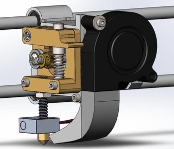 Prusa i3 direct extruder X Carriage mount with Blower