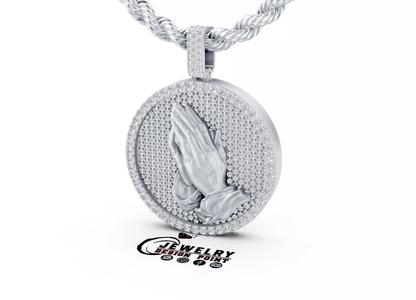 Custom Praying Hands Diamond Pendant - Jesus Hand Necklace