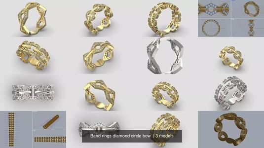 Band rings diamond circle bow  3D Model Collection