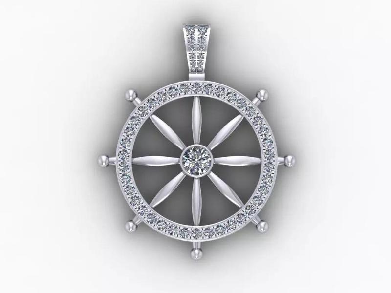 Steering wheel Gold Pendant Full Diamond