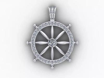 Steering wheel Gold Pendant Full Diamond