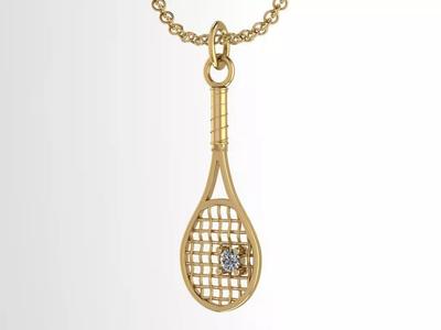 Tennis rocket pendant with gem