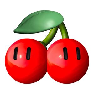 Double Cherry 3D Print Model – Mario Power-Up Display Piece (Rounded + Flat Base Versions)