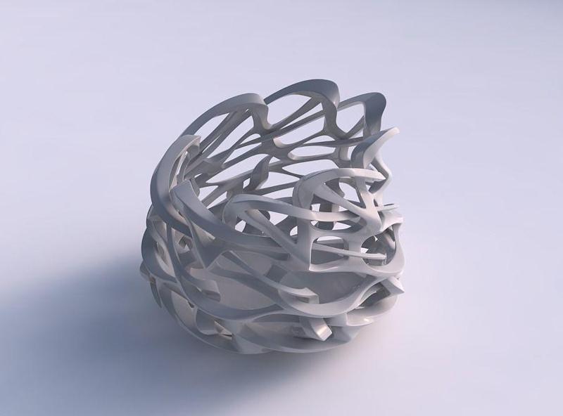 Bowl cylindrical with interlacing sharp edged lattice streche...
