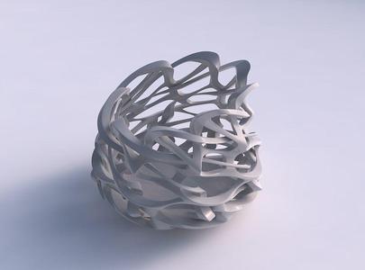 Bowl cylindrical with interlacing sharp edged lattice streche...