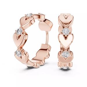 Heart Love Valentine Diamond Hoops Earrings 3dm stl renders