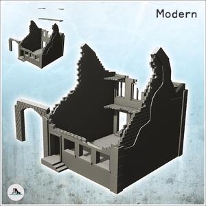 Ruined house with stairs and arch (13) - World War Two Second WWII Western campaign USA UK Germany