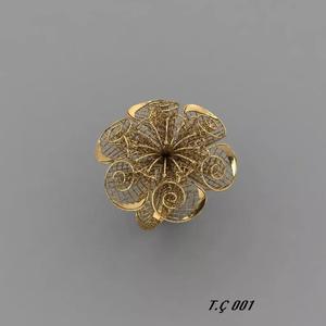 yuzuk gold plated flower ring