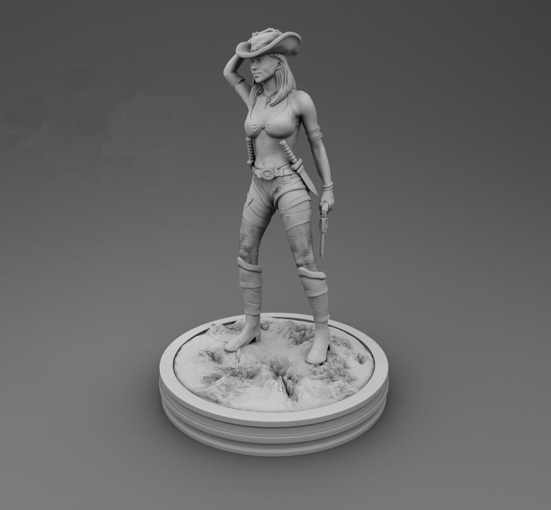 Wild West Miniatures - Cowgirl with hat and gun