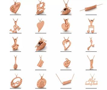 51 Light wt Plain Gold Charm Pendant 3dm renders details  3D Model Collection
