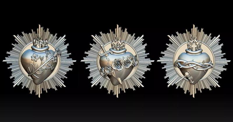 Three sacred hearts 3D print model 3D Model Collection 2