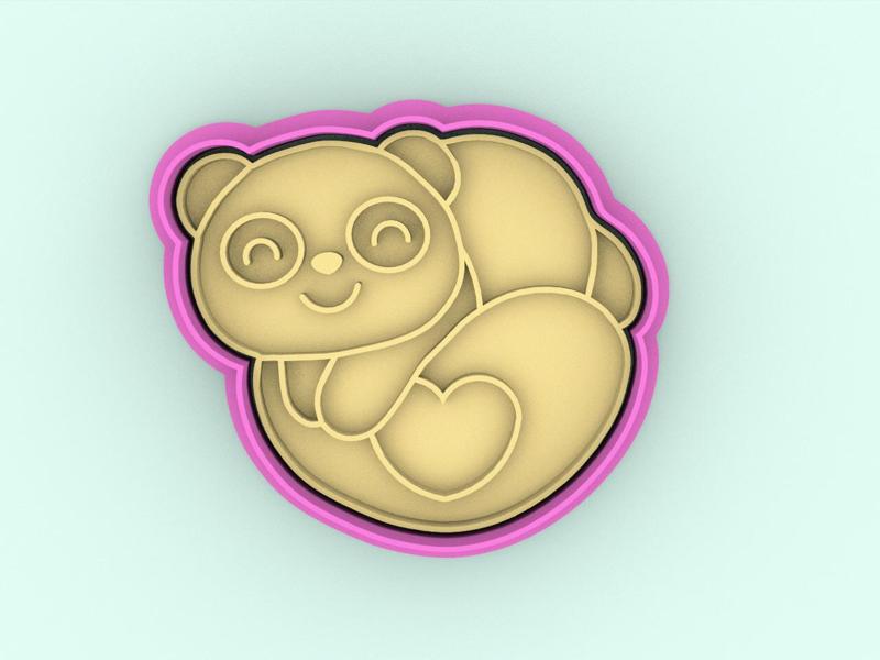 Cortador de galletas panda corazon (san valentin) - Cookie cutter Heart panda (valentine's day)