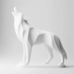 Wolf sculpture minimalist and stylized