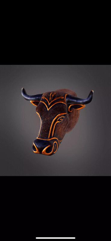 Wooden bull head decor