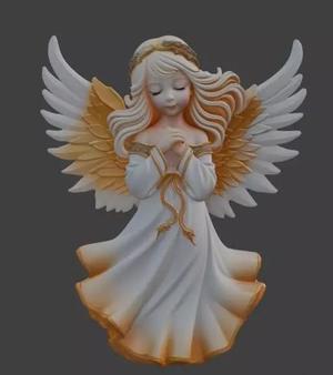 Graceful Angel Statue with Golden Wings