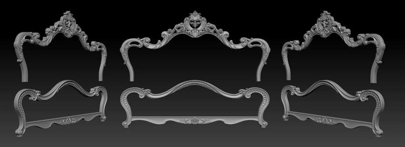Classic Bed 3D relief models