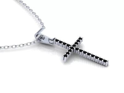 Black Gemstone Cross Pendant 3DModel