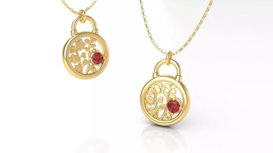 Birthflower Padlock Pendant July