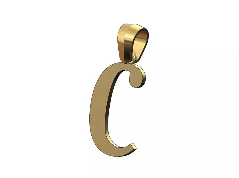 C letter initial berkshire swash font pendant charm bail