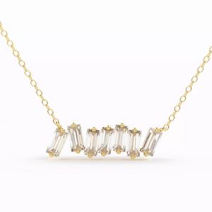 Baguette Diamond Cluster Pendant Necklace Gold Charm 3D print