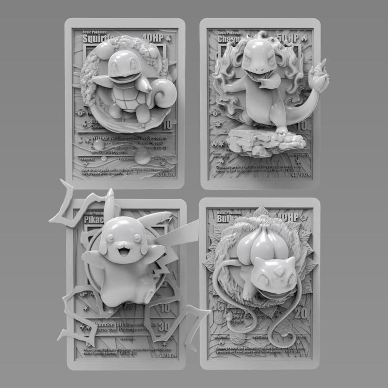 Pokemon Starters + Pikachu; Charmander, Bulbasaur, Squirtle NEW VERSION Cards