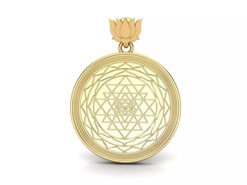 GOLD Shree Yantra Pendant - 240416