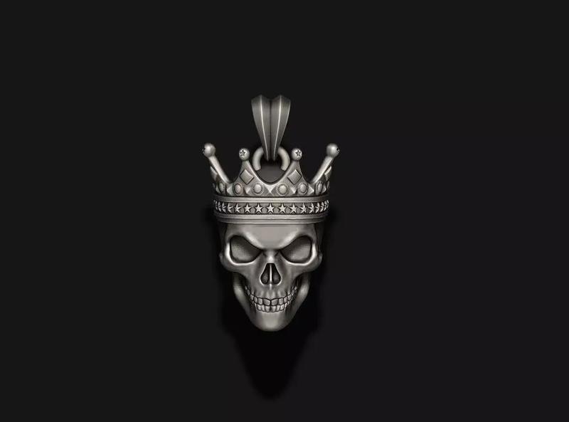 Skull with crown pendant