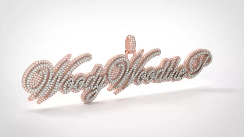 Model 726 Woody Wood The P Name Diamond Pendant