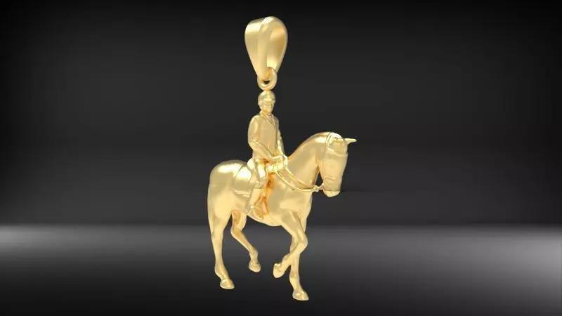 Jockey And Horse Pendant Necklace