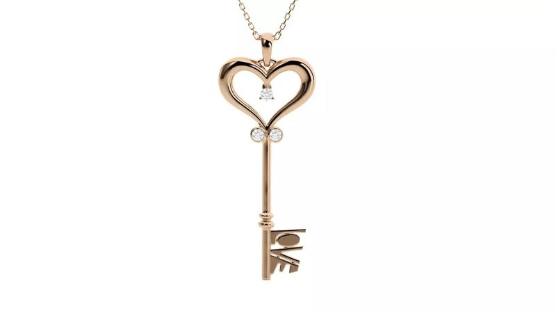 Heart Love Valentine Diamond Keys Pendant 3dm stl renders