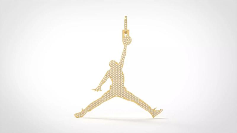 Model 1099 Air Jordan Name-Logo Iced Out Diamond Hip Hop Pendant