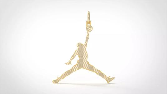 Model 1099 Air Jordan Name-Logo Iced Out Diamond Hip Hop Pendant