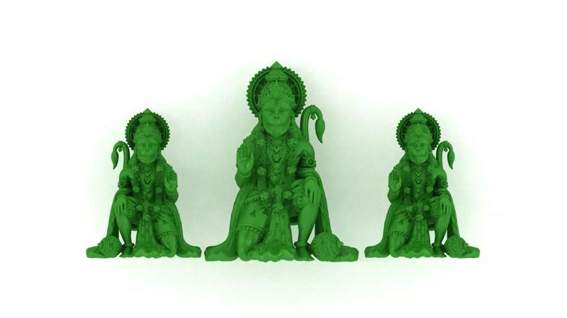 HANUMAN SITTING ASHIRBAD 2 SOLID