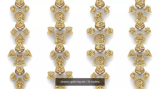 Jewelry gold ring set 3D Model Collection